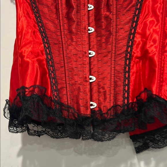 Alicia y Elegant Red black Lace Corset Top strapless medium women’s widow top - Picture 4 of 6